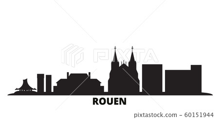France, Rouen city skyline isolated vector illustration. France, Rouen travel black cityscape 60151944