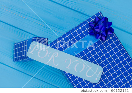 Blue gift box and for you note. Blue gift box and for you note. 60152121