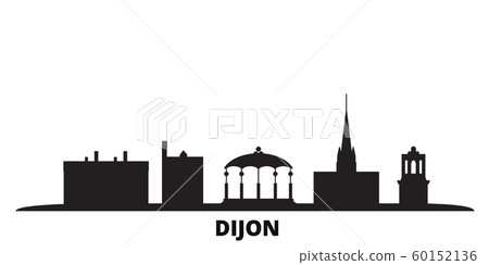 France, Dijon city skyline isolated vector illustration. France, Dijon travel black cityscape France, Dijon city skyline isolated vector illustration. France, Dijon travel black cityscape 60152136