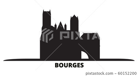 France, Bourges city skyline isolated vector illustration. France, Bourges travel black cityscape 60152200