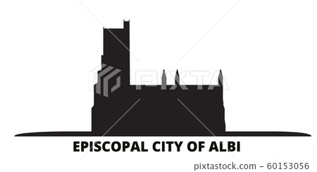 France, Albi city skyline isolated vector illustration. France, Albi travel black cityscape France, Albi city skyline isolated vector illustration. France, Albi travel black cityscape 60153056