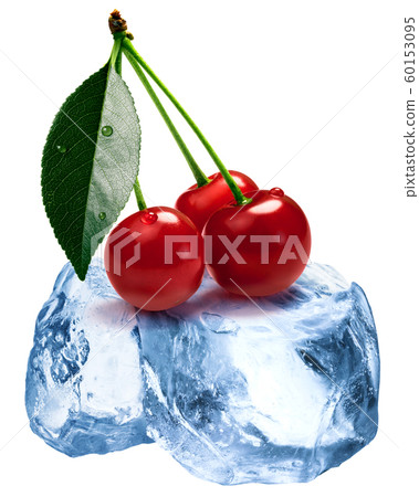Frozen sour cherries isolated 60153095