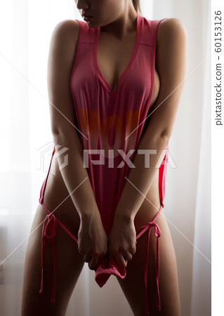 Hot bare lady in pink t shirt 60153126