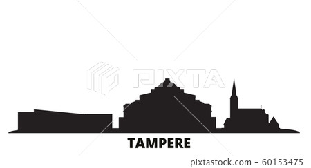 Finland, Tampere city skyline isolated vector illustration. Finland, Tampere travel black cityscape 60153475