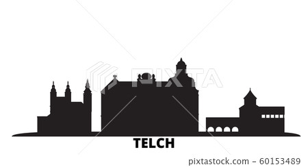 Czech Republic, Telc city skyline isolated vector illustration. Czech Republic, Telc travel black cityscape Czech Republic, Telc city skyline isolated vector illustration. Czech Republic, Telc travel black cityscape 60153489