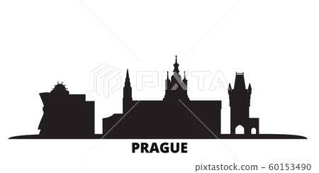 Czech Republic, Prague City city skyline isolated vector illustration. Czech Republic, Prague City travel black cityscape Czech Republic, Prague City city skyline isolated vector illustration. Czech Republic, Prague City travel black cityscape 60153490