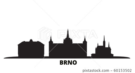 Czech Republic, Brno city skyline isolated vector illustration. Czech Republic, Brno travel black cityscape Czech Republic, Brno city skyline isolated vector illustration. Czech Republic, Brno travel black cityscape 60153502