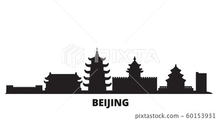 China, Beijing city skyline isolated vector illustration. China, Beijing travel black cityscape 60153931
