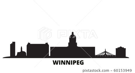 Canada, Winnipeg city skyline isolated vector illustration. Canada, Winnipeg travel black cityscape Canada, Winnipeg city skyline isolated vector illustration. Canada, Winnipeg travel black cityscape 60153949