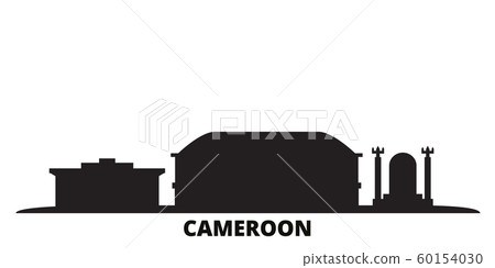 Cameroon city skyline isolated vector illustration. Cameroon travel black cityscape Cameroon city skyline isolated vector illustration. Cameroon travel black cityscape 60154030