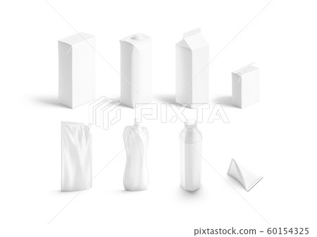 Blank white drink pack mock up set, side view 60154325