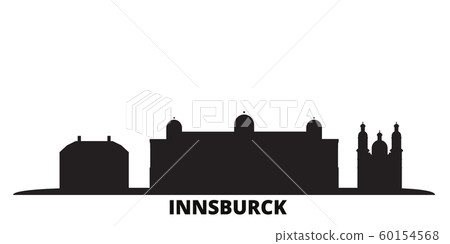 Austria, Innsburck city skyline isolated vector illustration. Austria, Innsburck travel black cityscape Austria, Innsburck city skyline isolated vector illustration. Austria, Innsburck travel black cityscape 60154568