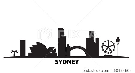 Australia, Sydney City city skyline isolated vector illustration. Australia, Sydney City travel black cityscape Australia, Sydney City city skyline isolated vector illustration. Australia, Sydney City travel black cityscape 60154603