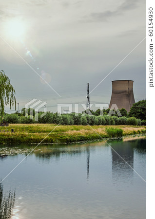 Canal with gardens and nuclear power plant in Geertruidenberg Canal with gardens and nuclear power plant in Geertruidenberg 60154930