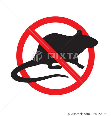 Vector anti pest sign with rat under red circle Vector anti pest sign with rat under red circle 60154960