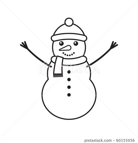 Vector flat outline snowman 60155056
