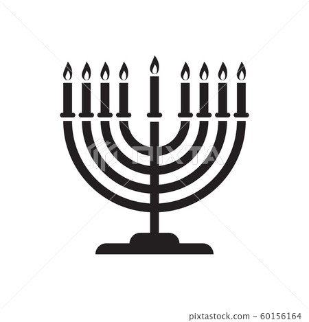 Hanukkah menorah candelabrum with nine lit candles 60156164