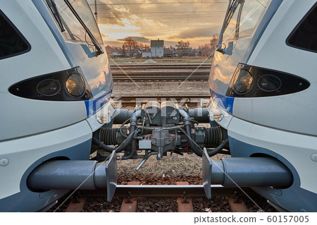 Train carriages connected at a station 60157005