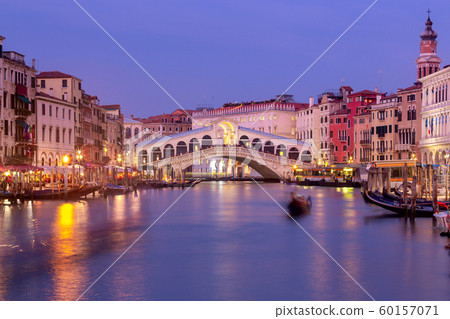 Venice. Grand Canal and Rialto Bridge at sunset. 60157071