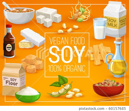 Vegan food, 100 percent natural soy products 60157685