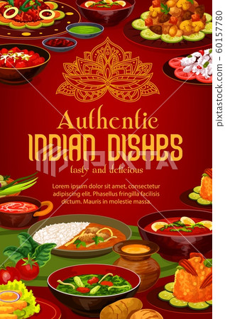Indian cuisine menu cover, Authentic India dishes 60157780