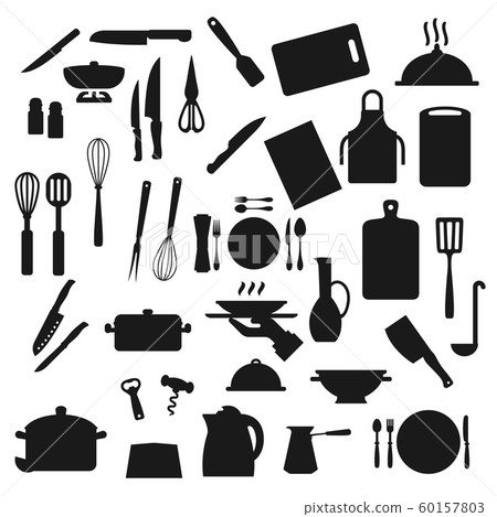 Kitchen utensils, cooking kitchenware and cutlery 60157803