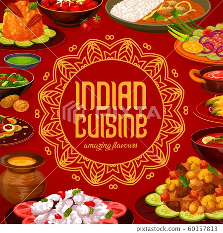 Indian cuisine menu cover, India restaurant dishes 60157813