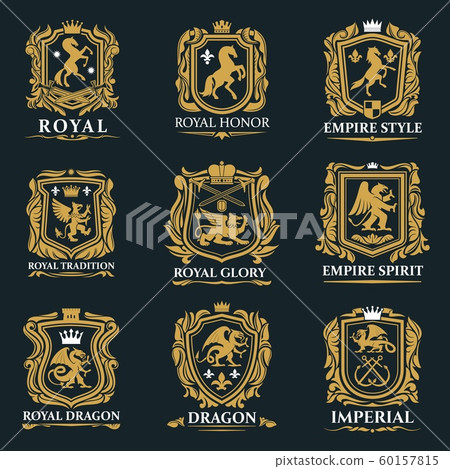 Royal heraldry, heraldic lion and horse animals 60157815