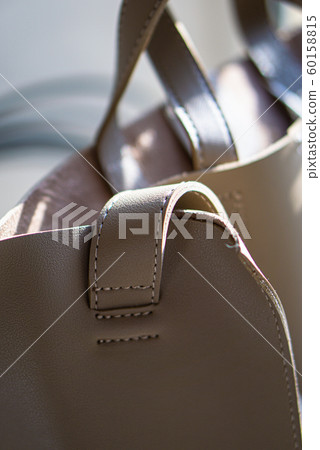Natural faux beige leather bag details, real leather accessories Natural faux beige leather bag details, real leather accessories 60158815