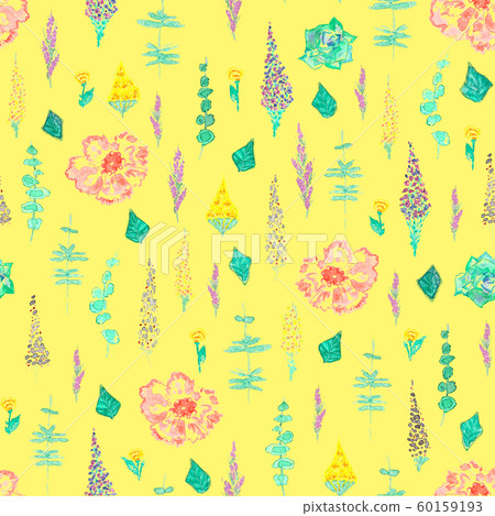 Seamless pattern with pink flowers, lavender and 60159193