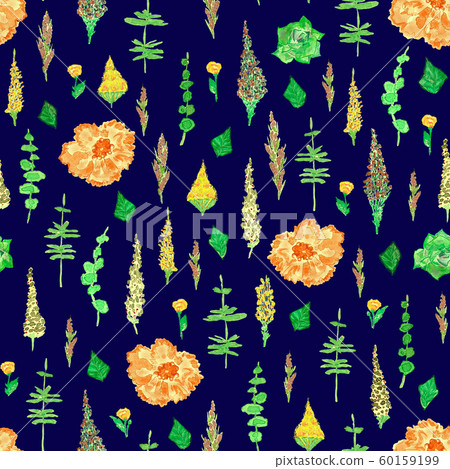 Seamless pattern with beige flowers, lavender and 60159199