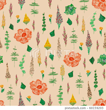 Seamless pattern with pink flowers, lavender and 60159203