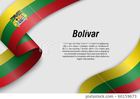 Waving ribbon or banner with flag Department of 60159673