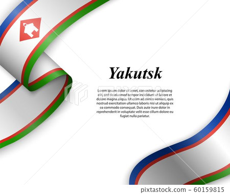 Waving ribbon with flag of City 60159815