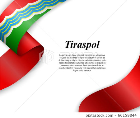 Waving ribbon with flag of City 60159844