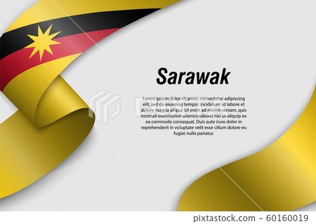 Waving ribbon or banner with flag State of 60160019