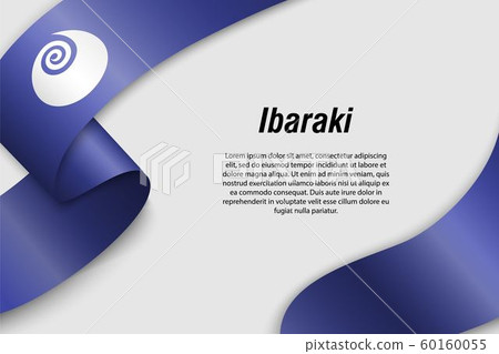 Waving ribbon or banner with flag Prefecture of - Stock Illustration ...