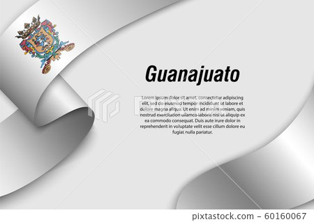 Waving ribbon or banner with flag State of Mexico 60160067