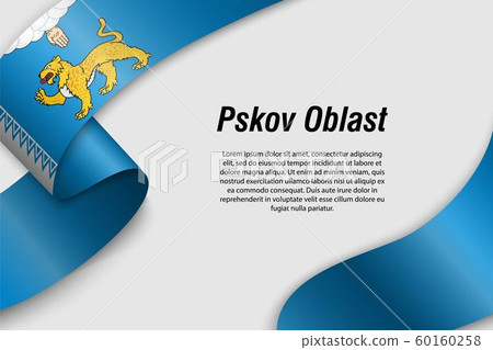 Waving ribbon or banner with flag Region of Russia 60160258