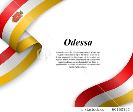 Waving ribbon with flag of City 60160565