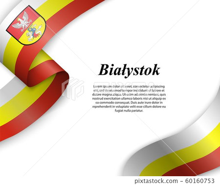Waving ribbon with flag of City 60160753