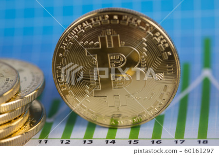 Golden Bitcoin Coin, virtual money, financial 60161297