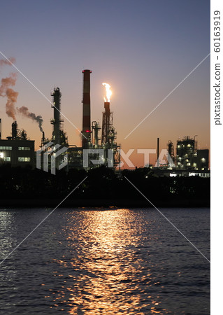 Flare stack seen from the Chidori Canal and Daishi Canal Flare stack seen from the Chidori Canal and Daishi Canal 60163919