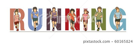 Group of Children running together cartoon graphic vector 60165824