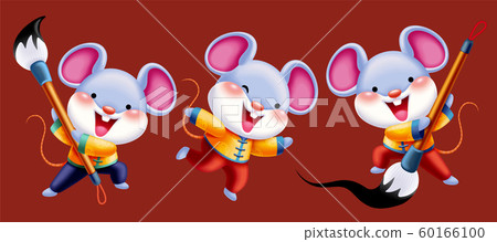 Rat holding calligraphy paint brush Rat holding calligraphy paint brush 60166100