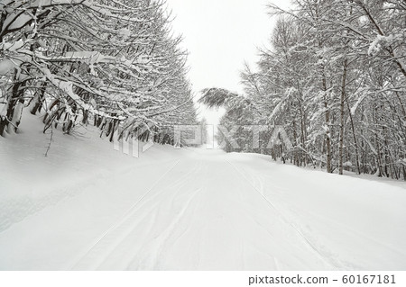 Winter Snowy Mountain Road Landscape Winter Snowy Mountain Road Landscape 60167181