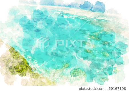 宮古島，愛侶島海，水彩風格 60167198