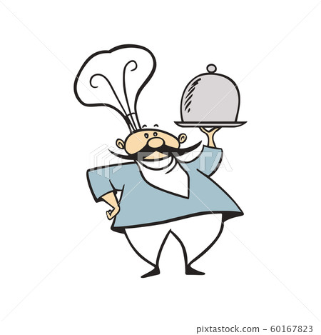 chef hold tray food. vector illustration chef hold tray food. vector illustration 60167823