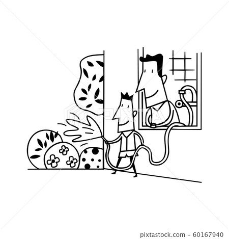 Illustration of a Family dad and son caring for Illustration of a Family dad and son caring for 60167940