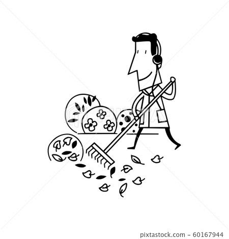man cleaning garden cartoon illustration man cleaning garden cartoon illustration 60167944